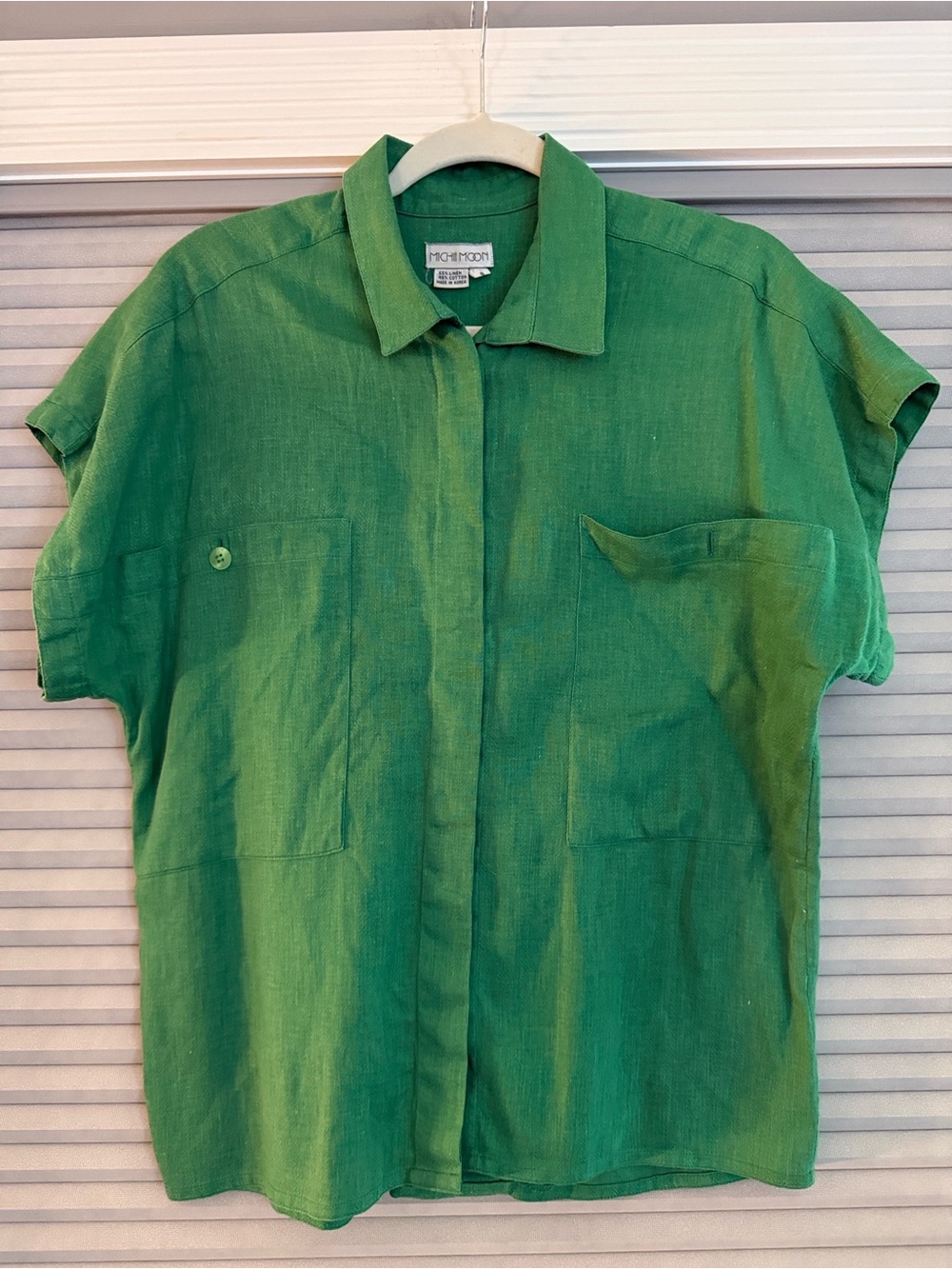 MICHI Green Short-Sleeve Casual Button-Down Shirt